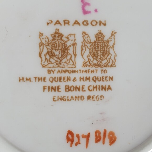 Paragon Small Teacup and Saucer Pink Purple White Flowers Vintage - Picture 11 of 12